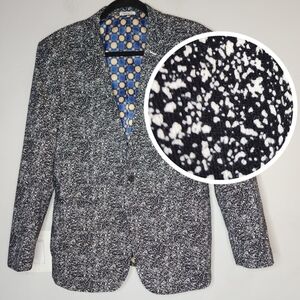 Ferrecci Chicago Slim Fit Black White Spotted Notch Lapel Blazer Size 38R